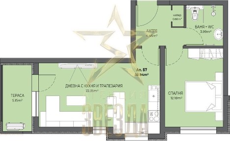 2-стаен в Пловдив-Остромила площ 67 цена 74200