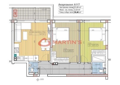 3-стаен в София-Павлово площ 95 цена 179300