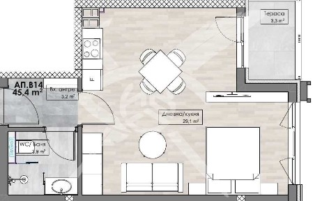 Едностаен апартамент в Кършияка! 63741