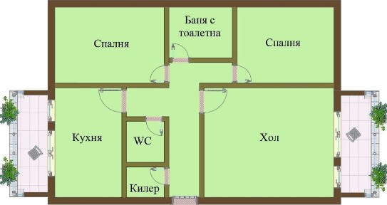 3-стаен в София-Хиподрума площ