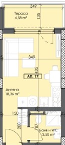 Оферта 35622 Едностаен апартамент в кв. Тракия ново строителство