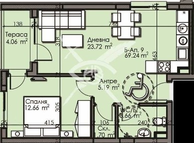 Двустаен апартамент в Изгрев 919-26977