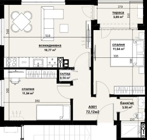 Тристаен апартамент в Хоризонт 799-23903