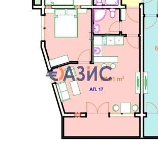 Апартамент с 1 спалня в сграда в процес на изграждане, Несебър