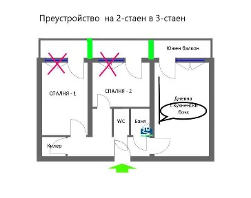 3-стаен/56 кв/Панел/ет. 6-от-6/ж. к. Толостой/София