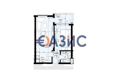 2-стаен апартамент на 5-ти етаж, Аура Резиденс, Равда, България - 60,38 кв. м.