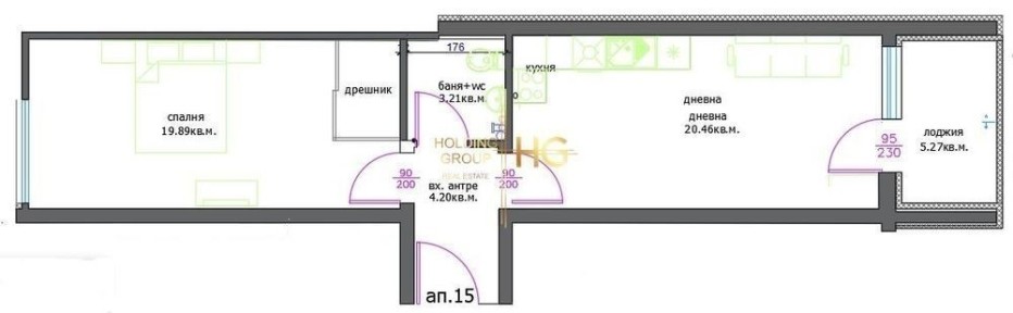2-стаен в Варна-Левски площ 71 цена 90400
