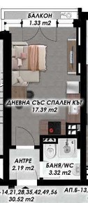 Едностаен, 37 кв. м, гр. Пловдив, Гагарин